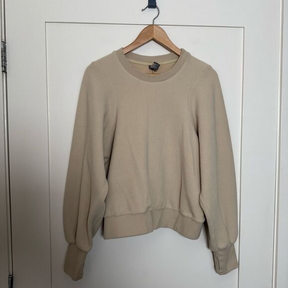 Sweaty Betty Sweatshirt Womens Sz 10 Beige Fleece Plush Long Sleeve Pullover - Picture 1 of 10